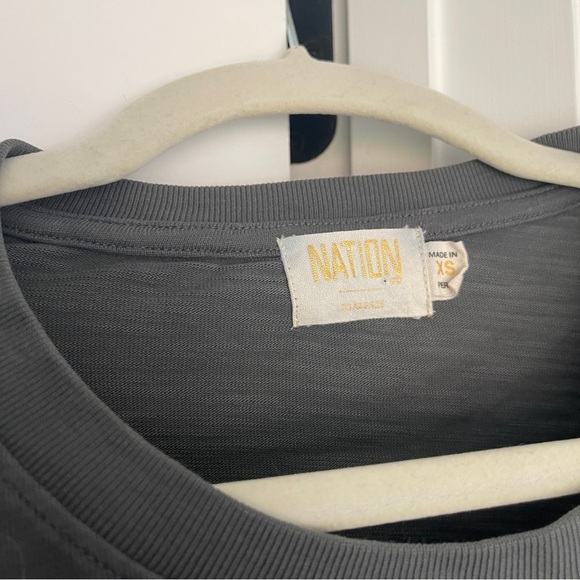 Nation LTD Johnnie Gold Snap Long Sleeve Tee in Hunter Green - Picture 3 of 6